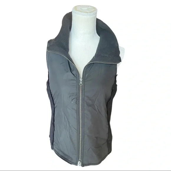Eileen Fisher Boiled Wool & Nylon Mixed-Media Stand-Collar Zip Vest - Picture 4 of 10